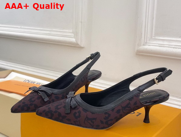 Louis Vuitton 6am Slingback Pump in Marron Monogram Leopard Print Canvas 1AJL09 Replica