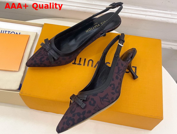 Louis Vuitton 6am Slingback Pump in Marron Monogram Leopard Print Canvas 1AJL09 Replica