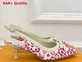Louis Vuitton 6am Slingback Pump in Rose Monogram Leopard Print Canvas Replica