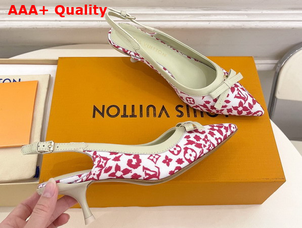Louis Vuitton 6am Slingback Pump in Rose Monogram Leopard Print Canvas Replica