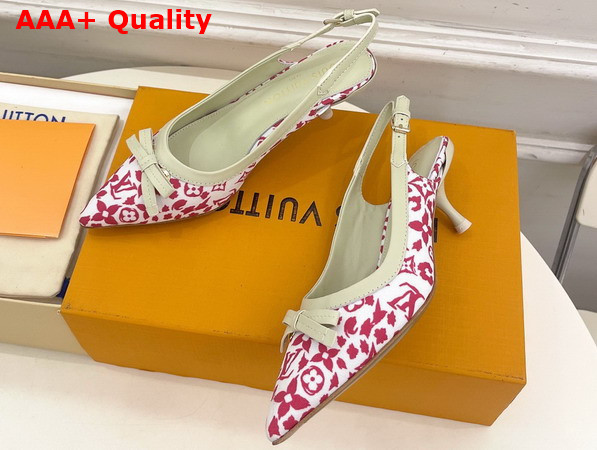 Louis Vuitton 6am Slingback Pump in Rose Monogram Leopard Print Canvas Replica