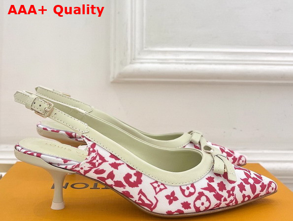 Louis Vuitton 6am Slingback Pump in Rose Monogram Leopard Print Canvas Replica