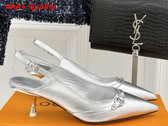 Louis Vuitton 6am Slingback Pump in Silver Metallic Lambskin 1AGZRB Replica