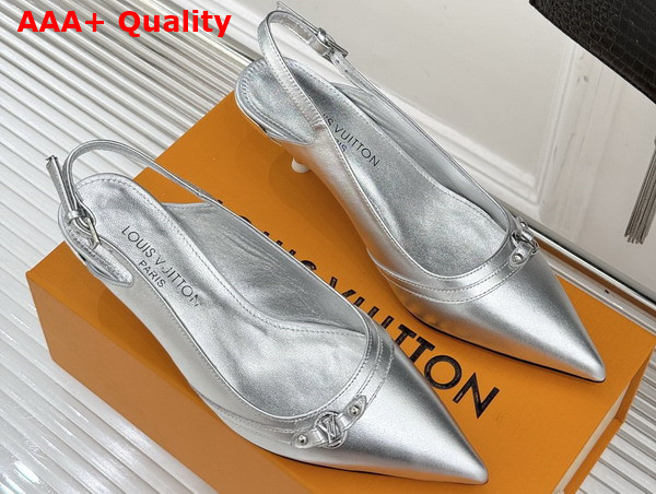 Louis Vuitton 6am Slingback Pump in Silver Metallic Lambskin 1AGZRB Replica