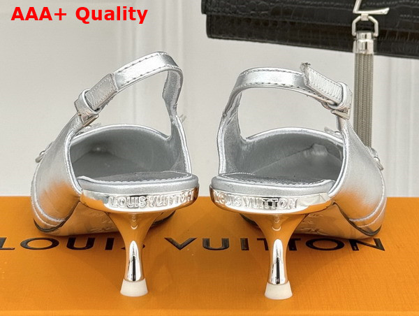 Louis Vuitton 6am Slingback Pump in Silver Metallic Lambskin 1AGZRB Replica