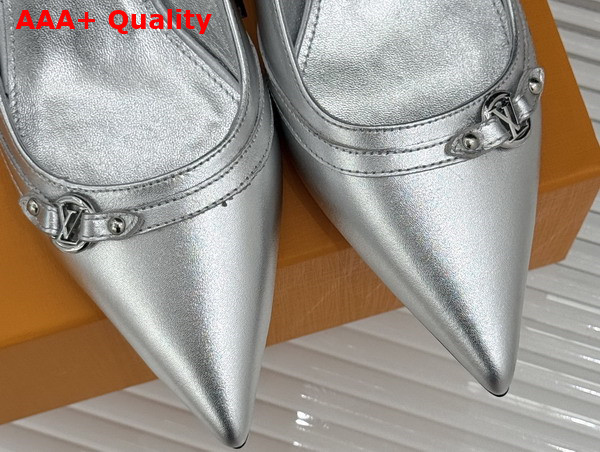 Louis Vuitton 6am Slingback Pump in Silver Metallic Lambskin 1AGZRB Replica