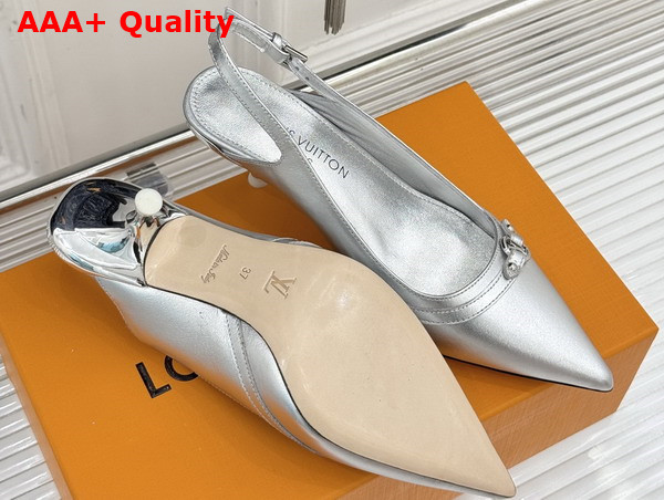 Louis Vuitton 6am Slingback Pump in Silver Metallic Lambskin 1AGZRB Replica
