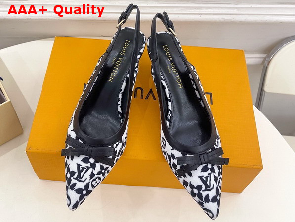 Louis Vuitton 6am Slingback Pump in White Monogram Leopard Print Canvas Replica