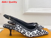 Louis Vuitton 6am Slingback Pump in White Monogram Leopard Print Canvas Replica