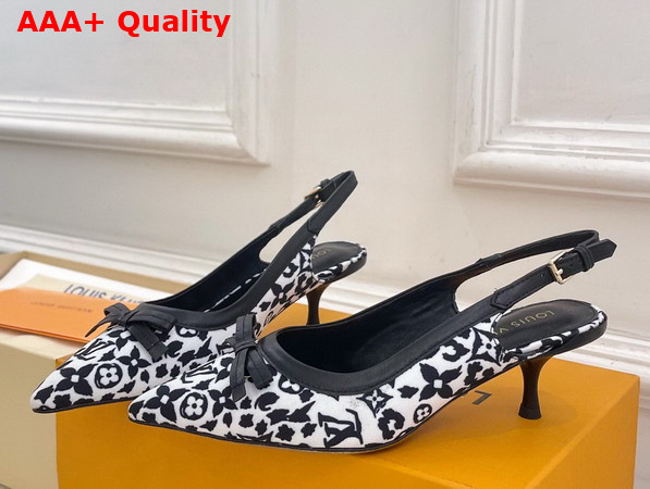 Louis Vuitton 6am Slingback Pump in White Monogram Leopard Print Canvas Replica