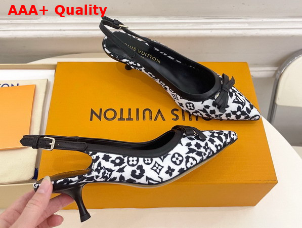 Louis Vuitton 6am Slingback Pump in White Monogram Leopard Print Canvas Replica