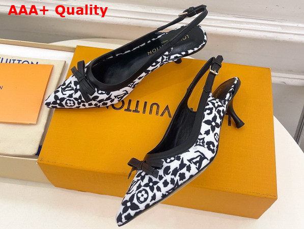 Louis Vuitton 6am Slingback Pump in White Monogram Leopard Print Canvas Replica