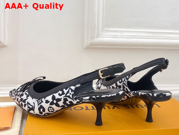 Louis Vuitton 6am Slingback Pump in White Monogram Leopard Print Canvas Replica