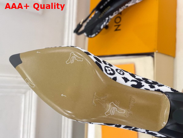 Louis Vuitton 6am Slingback Pump in White Monogram Leopard Print Canvas Replica