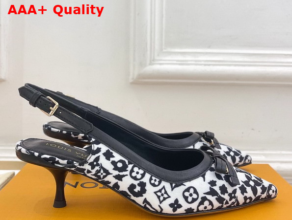 Louis Vuitton 6am Slingback Pump in White Monogram Leopard Print Canvas Replica