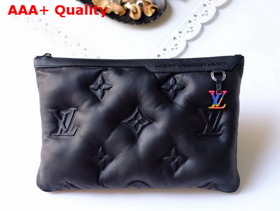 Louis Vuitton A4 Pouch Black Lambskin Puffer Material M68775 Replica
