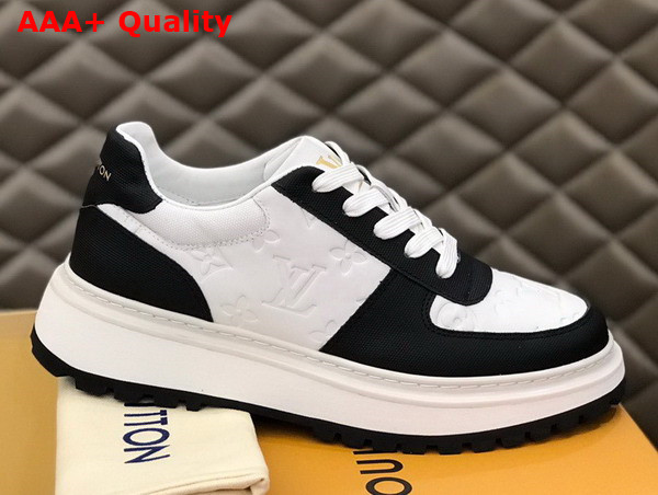 Louis Vuitton Abbesses Sneaker White and Black Monogram Embossed Calf Leather Replica