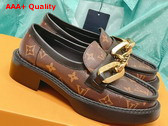 Louis Vuitton Academy Loafer in Monogram Canvas with Gold Oversized Resin Chain Accessory Replica