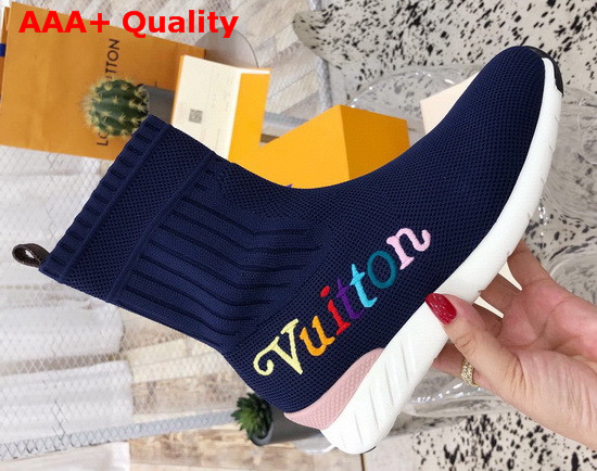 Louis Vuitton Aftergame Sneaker Boot in Blue Technical Stretch Fabric Replica
