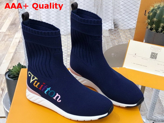 Louis Vuitton Aftergame Sneaker Boot in Blue Technical Stretch Fabric Replica
