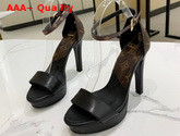 Louis Vuitton Afterglow Platform Sandal in Black Calf Leather and Patent Monogram Canvas 1A8N7V Replica