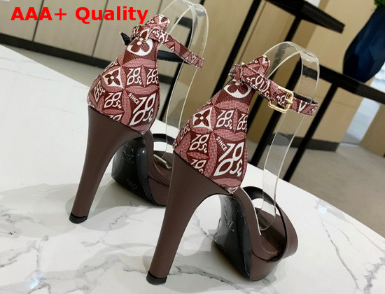 Louis Vuitton Afterglow Platform Sandal in Bordeaux Calf Leather and Jacquard Since 1854 Textile Replica