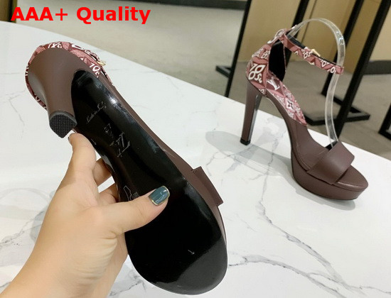 Louis Vuitton Afterglow Platform Sandal in Bordeaux Calf Leather and Jacquard Since 1854 Textile Replica