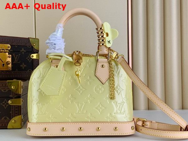 Louis Vuitton Alma BB Bag in Chic and Yellow Monogram Vernis Leather with Natural Cowhide Leather Trim M24063 Replica