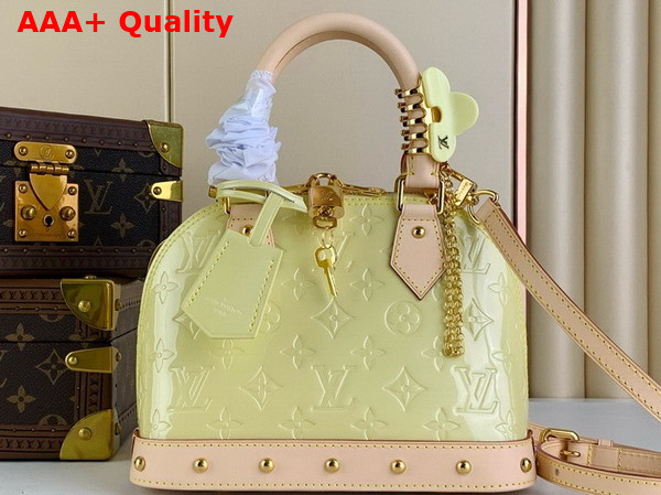 Louis Vuitton Alma BB Bag in Chic and Yellow Monogram Vernis Leather with Natural Cowhide Leather Trim M24063 Replica