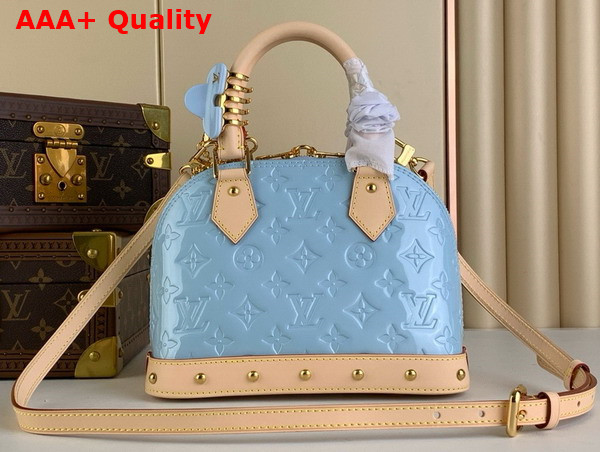 Louis Vuitton Alma BB Bag in Sky Monogram Vernis Leather with Natural Cowhide Leather Trim M24062 Replica