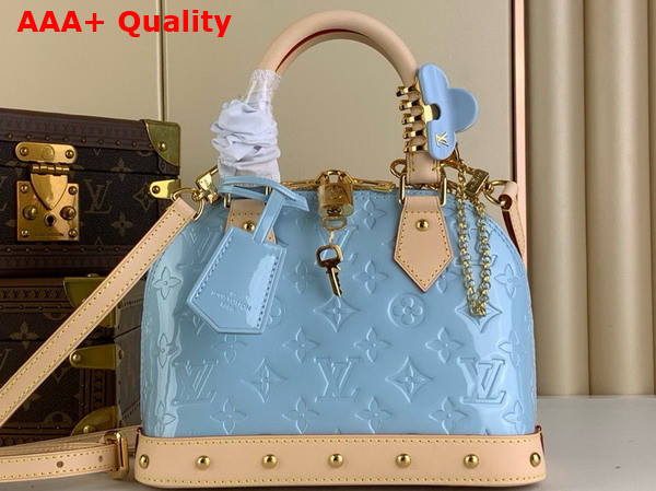 Louis Vuitton Alma BB Bag in Sky Monogram Vernis Leather with Natural Cowhide Leather Trim M24062 Replica