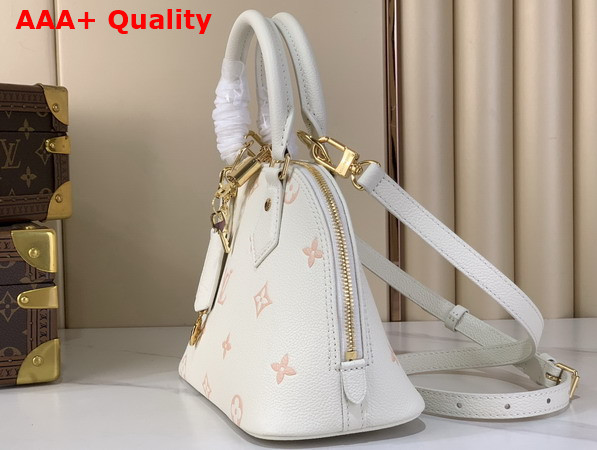 Louis Vuitton Alma BB Bicolor Monogram Empreinte Leather Milky White and Peach M27574 Replica