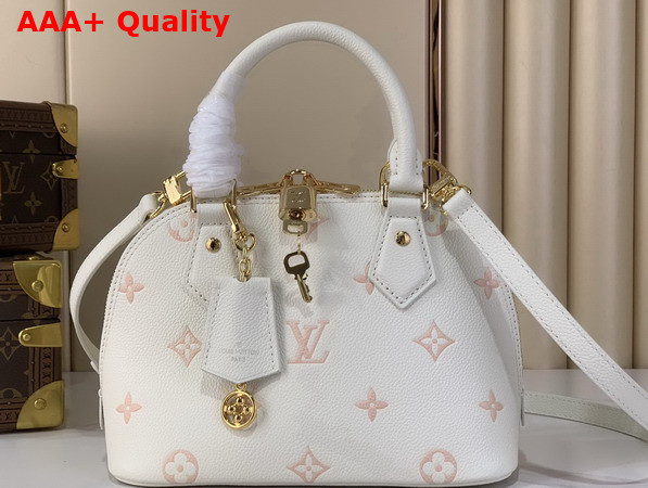 Louis Vuitton Alma BB Bicolor Monogram Empreinte Leather Milky White and Peach M27574 Replica