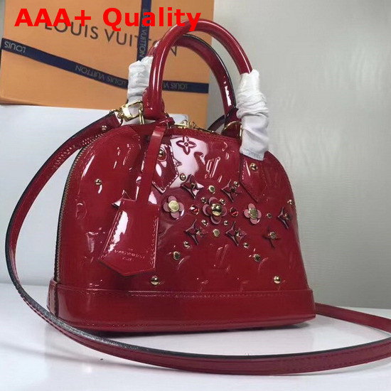 Louis Vuitton Alma BB Cherry Monogram Vernis Leather with Leather Patches and Studs Replica