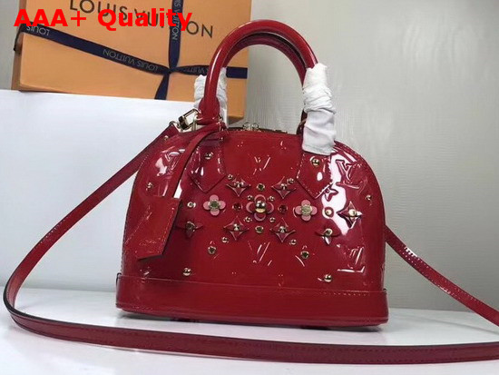 Louis Vuitton Alma BB Cherry Monogram Vernis Leather with Leather Patches and Studs Replica