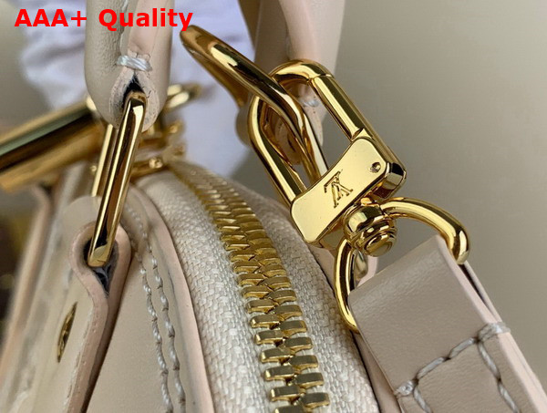 Louis Vuitton Alma BB Handbag in Beige Calfskin Perforated with Iconic Monogram Motifs Replica