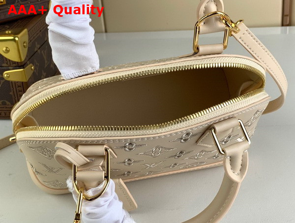 Louis Vuitton Alma BB Handbag in Beige Calfskin Perforated with Iconic Monogram Motifs Replica