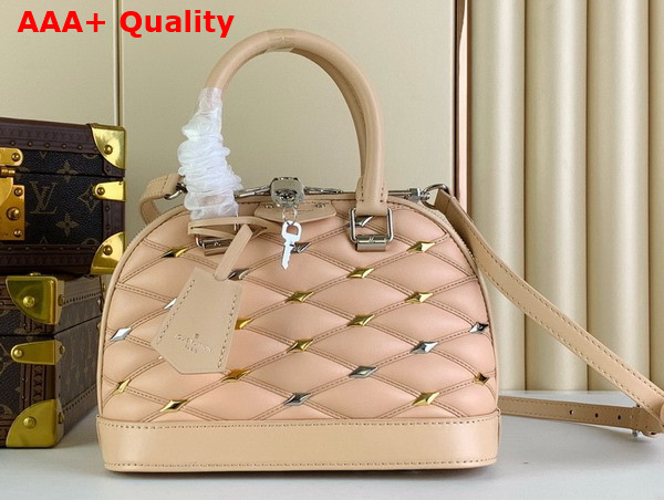 Louis Vuitton Alma BB Handbag in Beige Lambskin with a Diamond Motif M24153 Replica