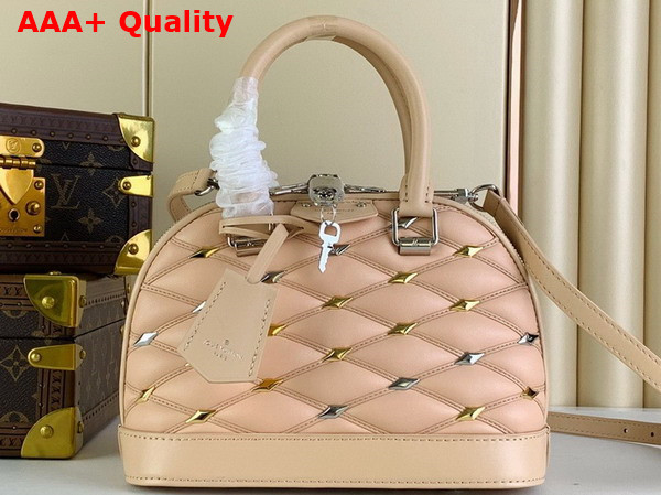 Louis Vuitton Alma BB Handbag in Beige Lambskin with a Diamond Motif M24153 Replica