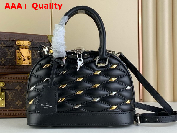 Louis Vuitton Alma BB Handbag in Black Lambskin Quilted with a Crisscross Pattern M83019 Replica