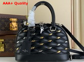 Louis Vuitton Alma BB Handbag in Black Lambskin Quilted with a Crisscross Pattern M83019 Replica