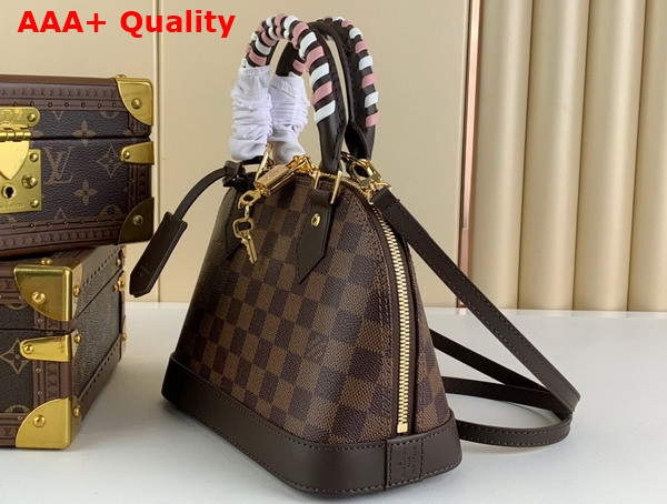 Louis Vuitton Alma BB Handbag in Damier Ebene Coated Canvas with Braided Toron Handles N40447 Replica