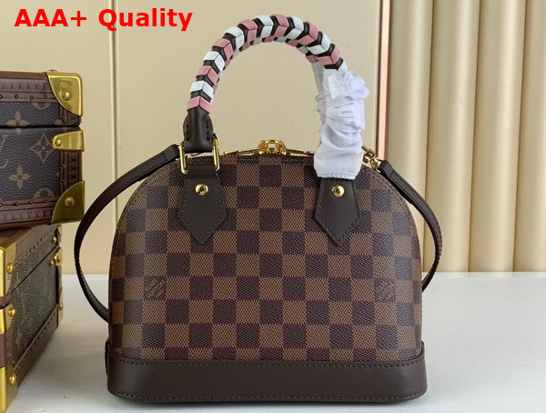 Louis Vuitton Alma BB Handbag in Damier Ebene Coated Canvas with Braided Toron Handles N40447 Replica
