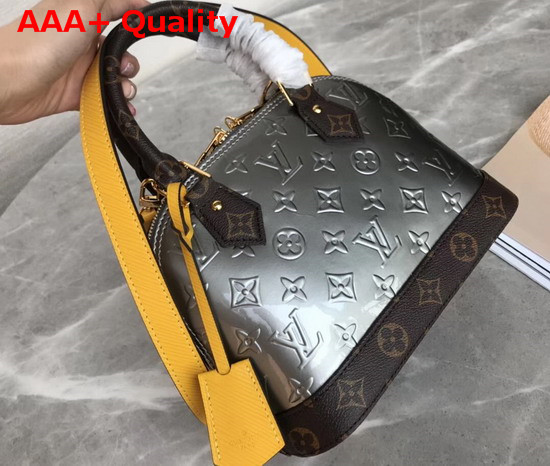 Louis Vuitton Alma BB Metallic Gray Monogram Vernis Patent Leather M44389 Replica