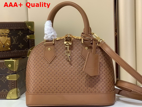 Louis Vuitton Alma BB Noisette Calfskin Leather with Minigram a New Leather Signature M29491 Replica