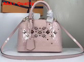 Louis Vuitton Alma BB Rose Ballerine Monogram Vernis Leather with Leather Patches and Studs Replica