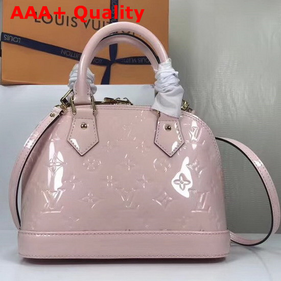 Louis Vuitton Alma BB Rose Ballerine Monogram Vernis Leather with Leather Patches and Studs Replica
