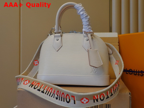 Louis Vuitton Alma BB White Epi Leather with Jacquard Strap Replica