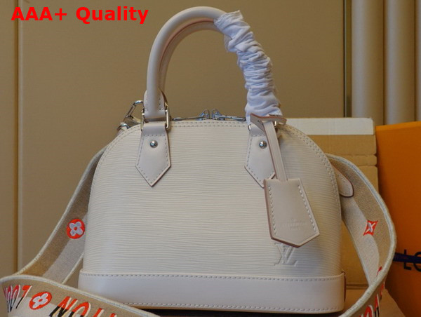 Louis Vuitton Alma BB White Epi Leather with Jacquard Strap Replica