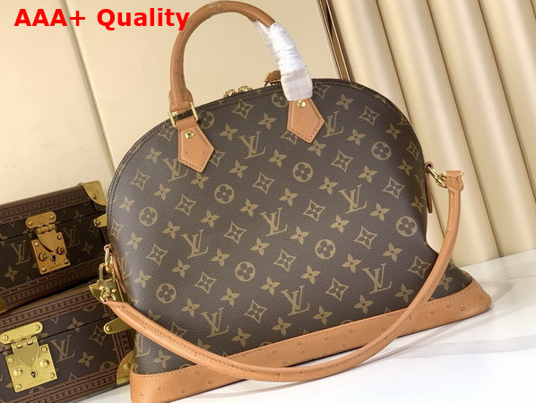 Louis Vuitton Alma MM Soft Celebration Monogram Coated Canvas and Ostrich Leather Trim N30049 Replica